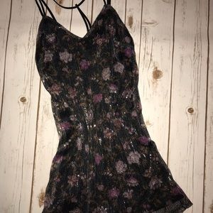 Sequin Floral Print Dress